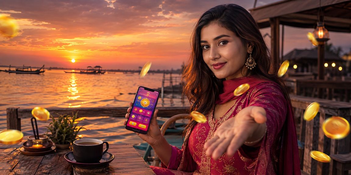 টাঙ্গুয়ার হাওরের পাশে মোবাইলে অনলাইন পেমেন্ট করছেন ব্যবহারকারী